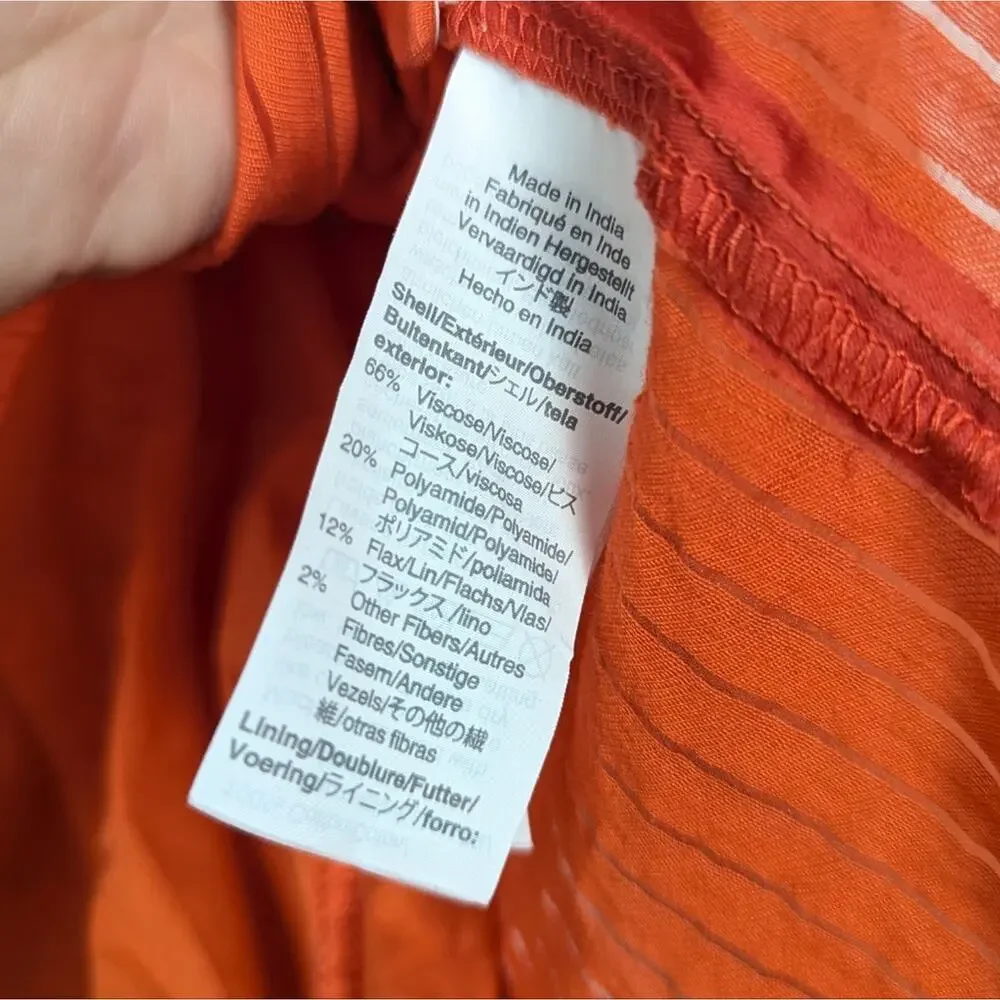 J. Crew Orange Shadow Stripe Tie Back Long Sleeve Top